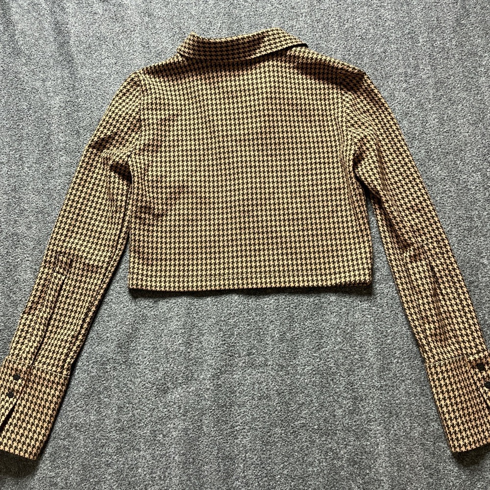 Zara Brown Houndstooth Crop Top - Picture 3 of 7